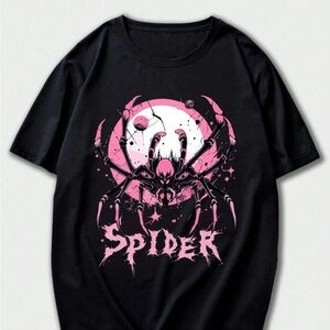 ROMWE Goth Men
Letter & Spider Graphic Tee